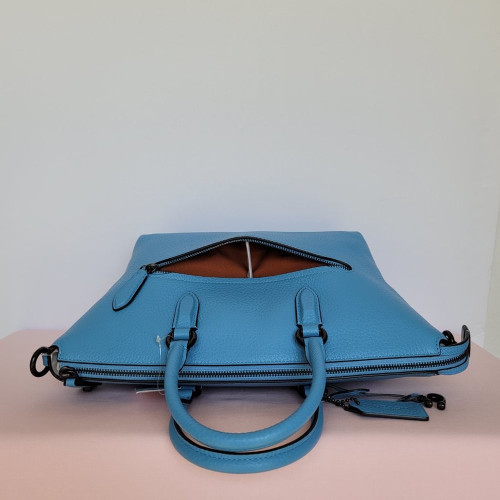 Coach Cara Pebbled Leather Satchel-Pool Color - Picture 7 of 16